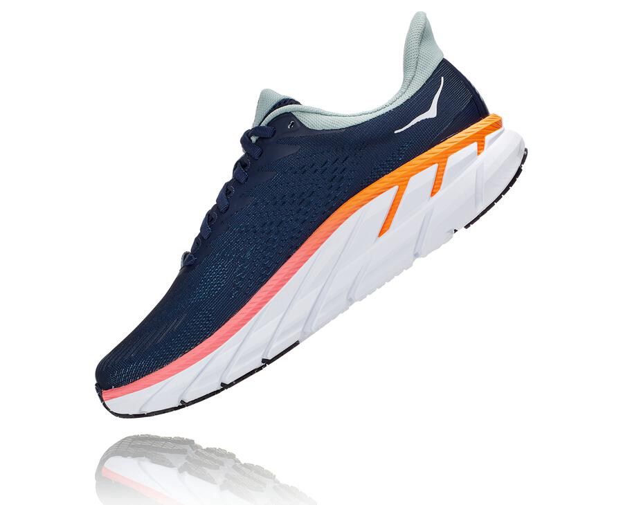 Zapatillas Running Hoka One One Mujer - Clifton 7 - Azul Marino/Blancas - FCS720318